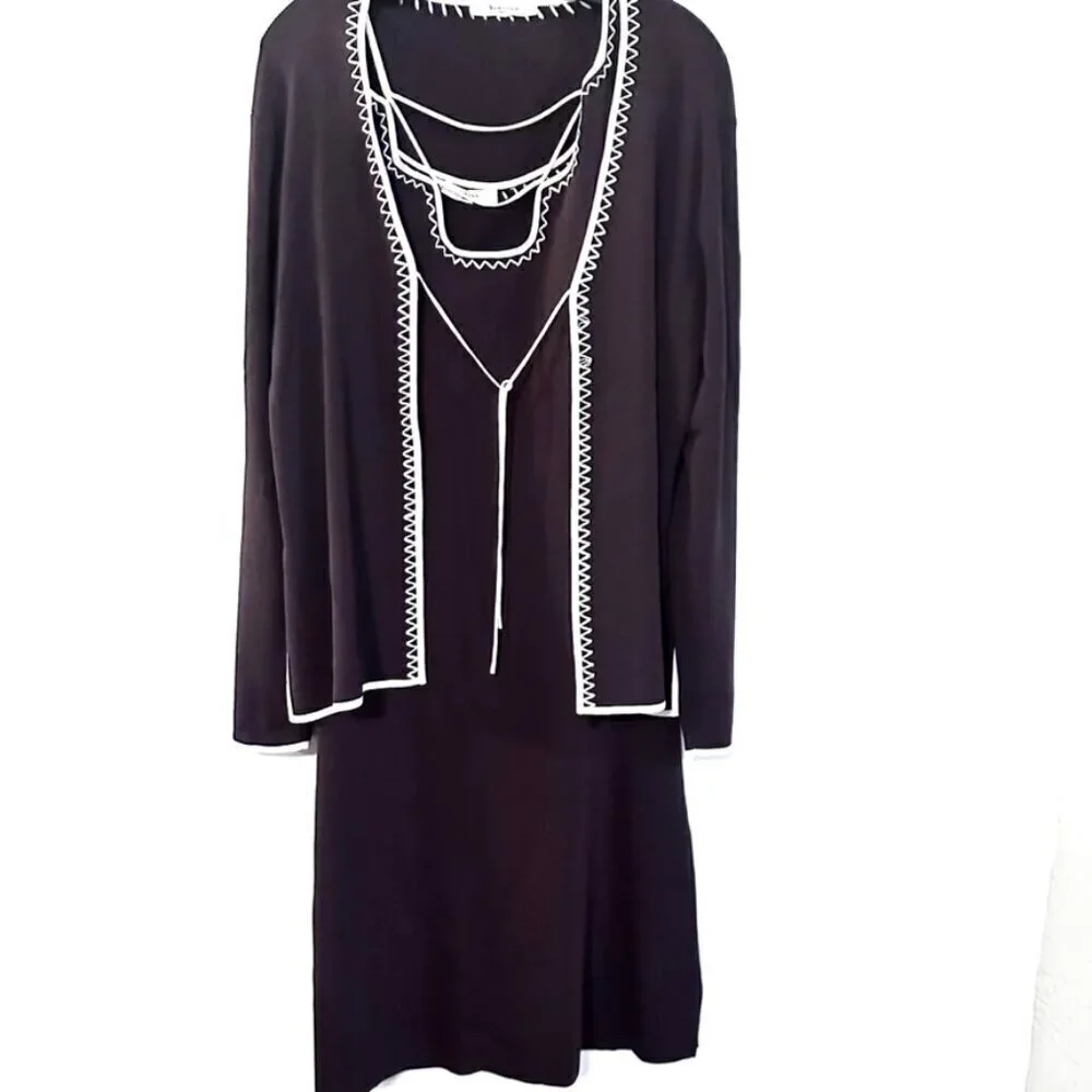 Vertigo Paris Two Piece Set Brown Embroidered Dress Jacket Size Large - Picture 3 of 10